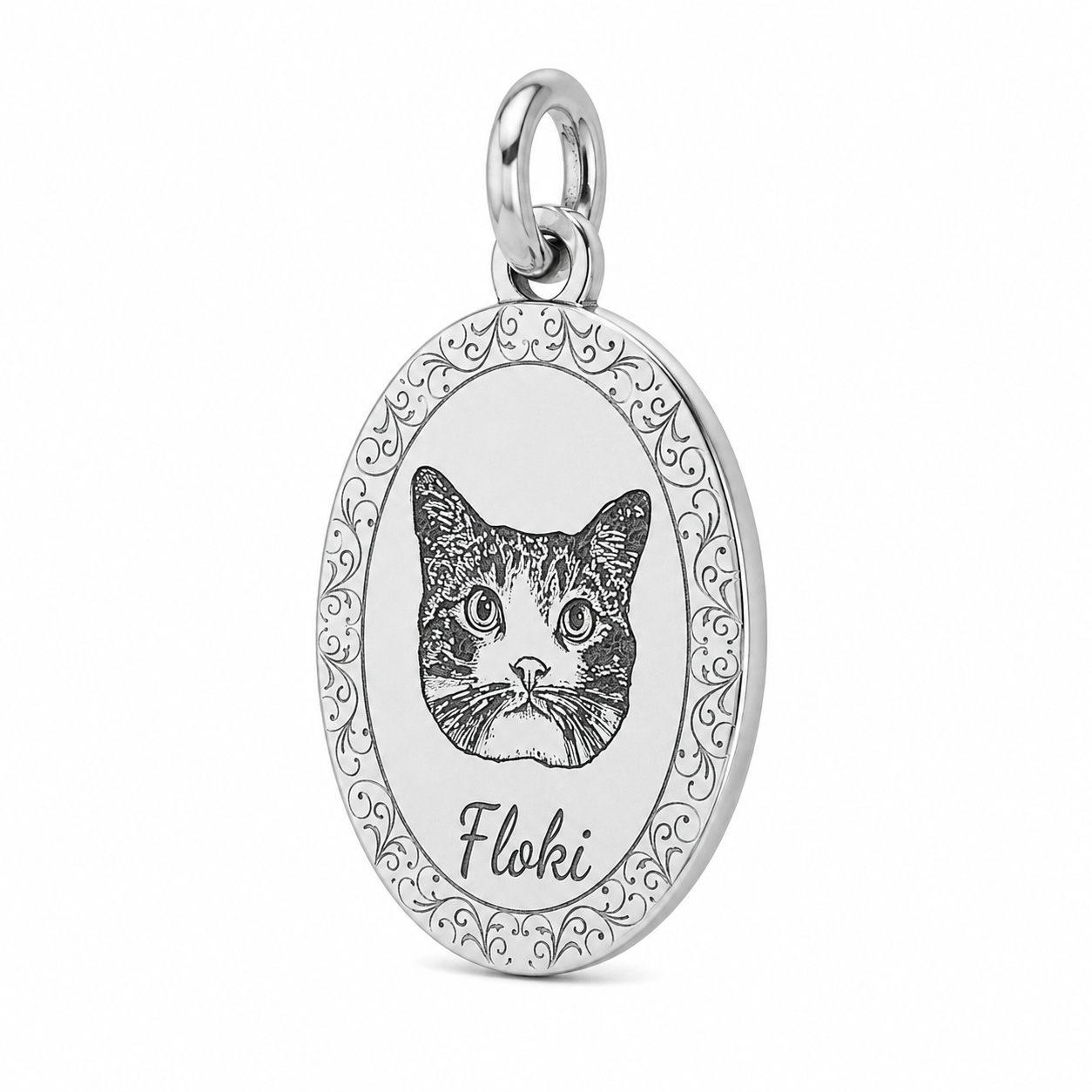Ciondolo ovale in argento925,personalizzato con la bellissima foto di Floki.Personalizza il tuo! 
