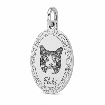 Ciondolo ovale in argento925,personalizzato con la bellissima foto di Floki.Personalizza il tuo! 