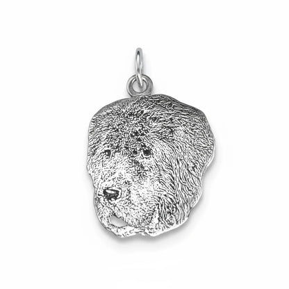 Ciondolo personalizzato in argento 925 con incisione testa di cane, Gemboutiquejewelry