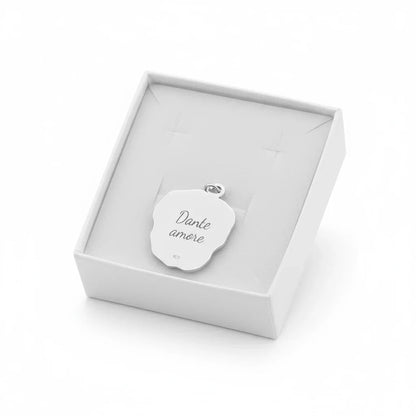 Ciondolo in argento 925 personalizzato con incisione 'Dante amore' in confezione regalo.
