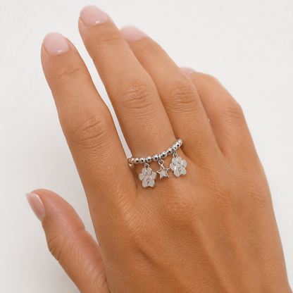 Anello con sfere,zampa e stella in argento 925 
