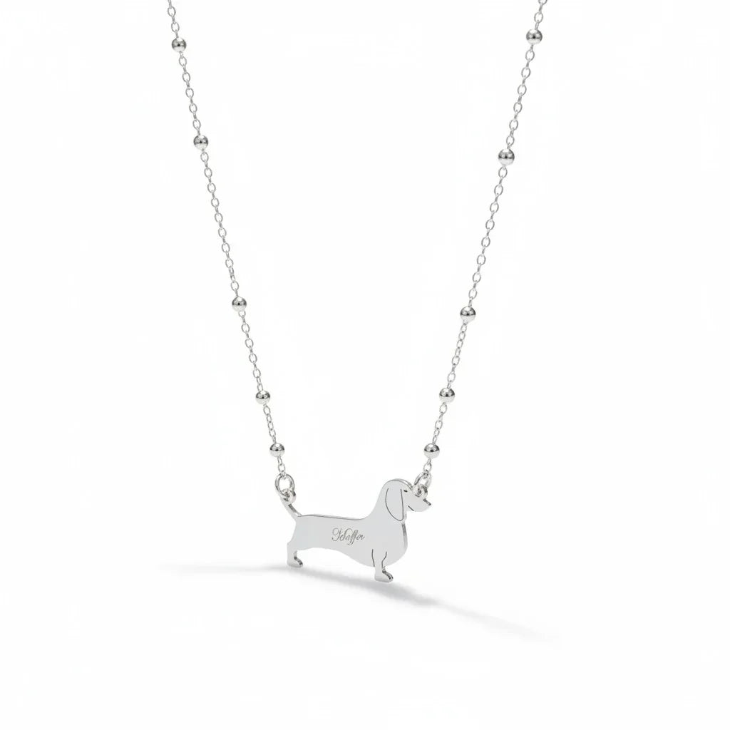 Collana in argento 925 con pendente cane bassotto, gioiello personalizzato Gemboutiquejewelry.