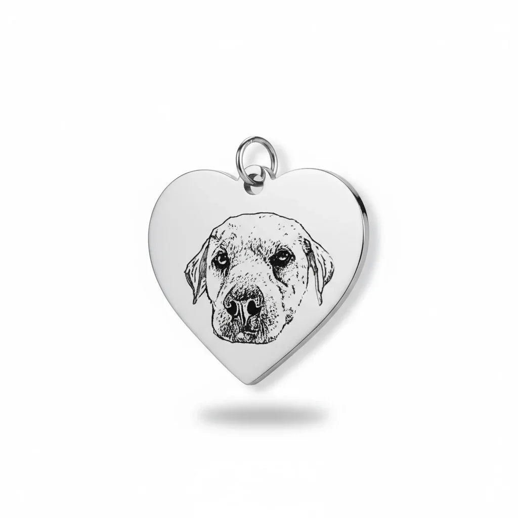 CIONDOLO CUORE IN ARGENTO 925,REALIZZATO CON L'IMMAGINE DEL TUO AMORE A 4 ZAMPE.PERSONALIZZA IL TUO