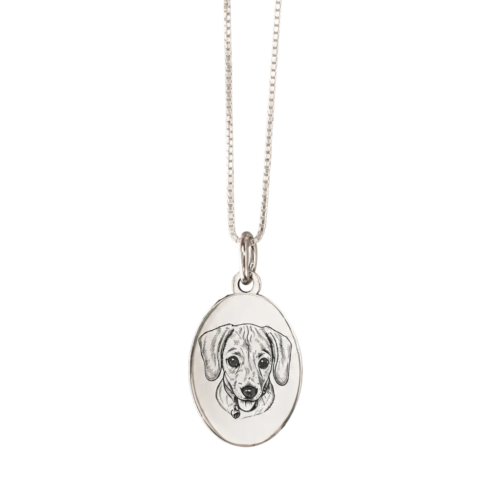 Collana ovale realizzata in argento 925,con il bellissimo musetto di Milu’.Personalizza la tua!
