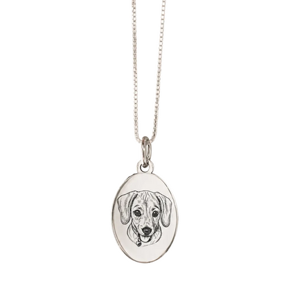 Collana ovale realizzata in argento 925,con il bellissimo musetto di Milu’.Personalizza la tua!