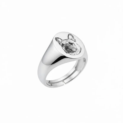 Anello in argento 925 con incisione personalizzata di cane, gioiello Gemboutiquejewelry.