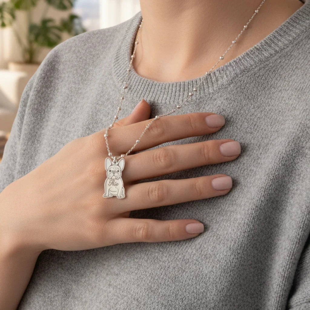 Collana personalizzata in argento 925 con ciondolo cane, gioielli Gemboutiquejewelry