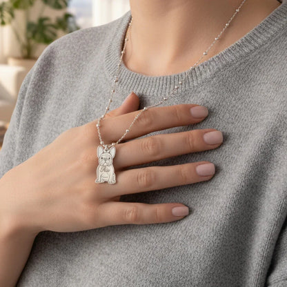 Collana personalizzata in argento 925 con ciondolo cane, gioielli Gemboutiquejewelry