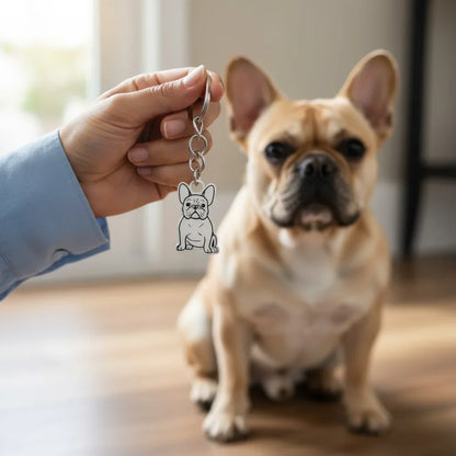 Portachiavi personalizzato in argento 925 a forma di cane, Bulldog, Gemboutiquejewelry