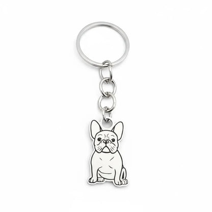 Portachiavi personalizzato in argento 925 a forma di bulldog, Gemboutiquejewelry