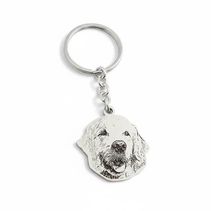 Portachiavi personalizzato in argento 925 con incisione di cane, gioiello Gemboutiquejewelry