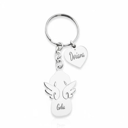Portachiavi personalizzato in argento 925 Gemboutiquejewelry con nome e animale stilizzato