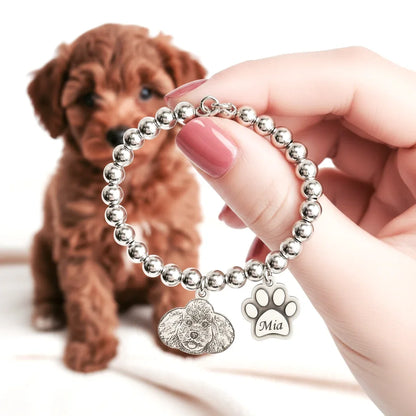 Bracciale in argento 925 con ciondoli personalizzati per cane, Gemboutiquejewelry.