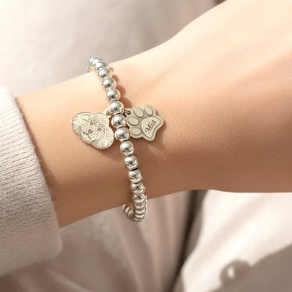 Bracciale in argento 925 con ciondolo zampa personalizzato per animali Gemboutiquejewelry