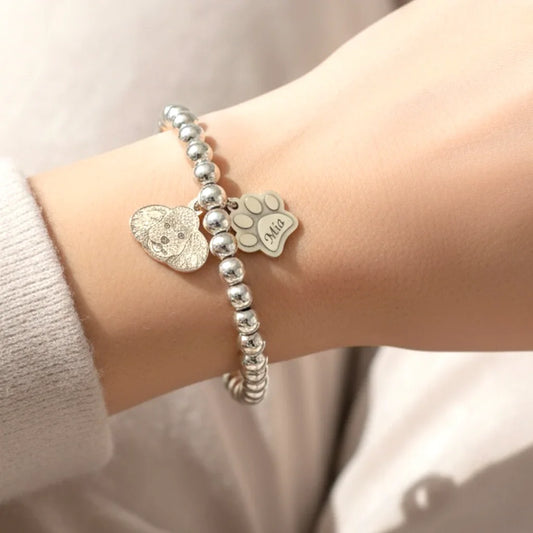 Bracciale in argento 925 con ciondolo zampa personalizzato per animali Gemboutiquejewelry
