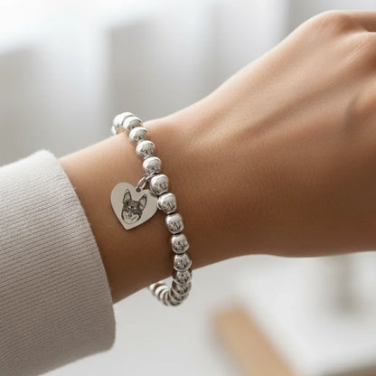 Bracciale in argento 925 Gemboutiquejewelry con ciondolo cuore inciso cane
