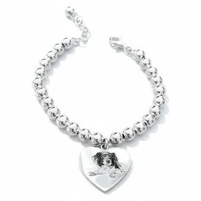Bracciale Gemboutiquejewelry in argento 925 con ciondolo cuore inciso cane personalizzato