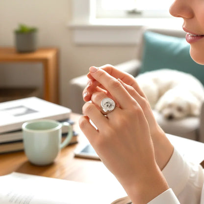 Anello personalizzato in argento 925 con incisione di cane, Gemboutiquejewelry