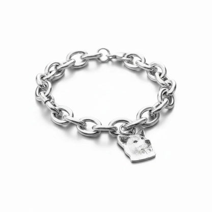 Bracciale in argento 925 con ciondolo cane inciso, gioiello personalizzato Gemboutiquejewelry