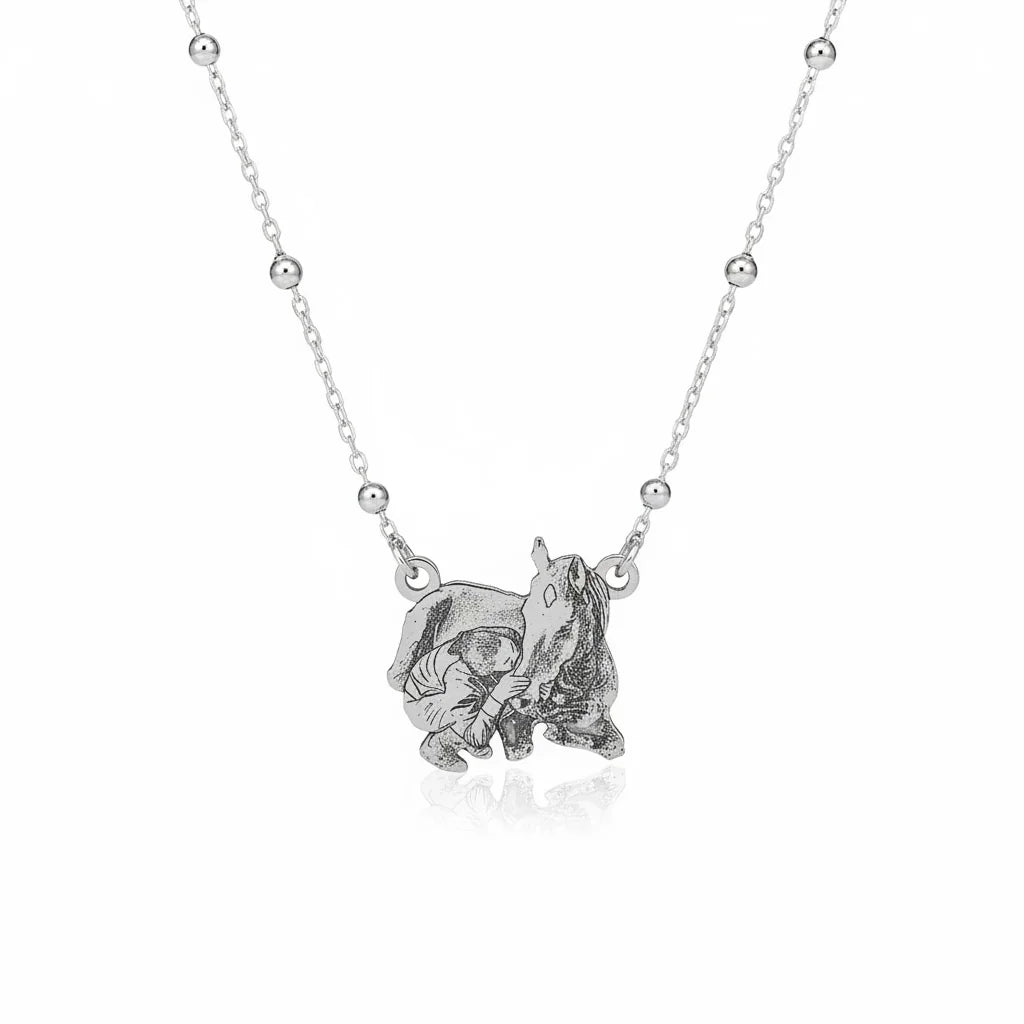 Collana personalizzata in argento 925 con incisione di cane e proprietario, Gemboutiquejewelry
