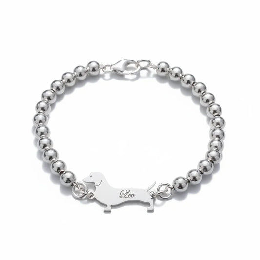 Bracciale in argento 925 con ciondolo cane personalizzato, stile elegante Gemboutiquejewelry