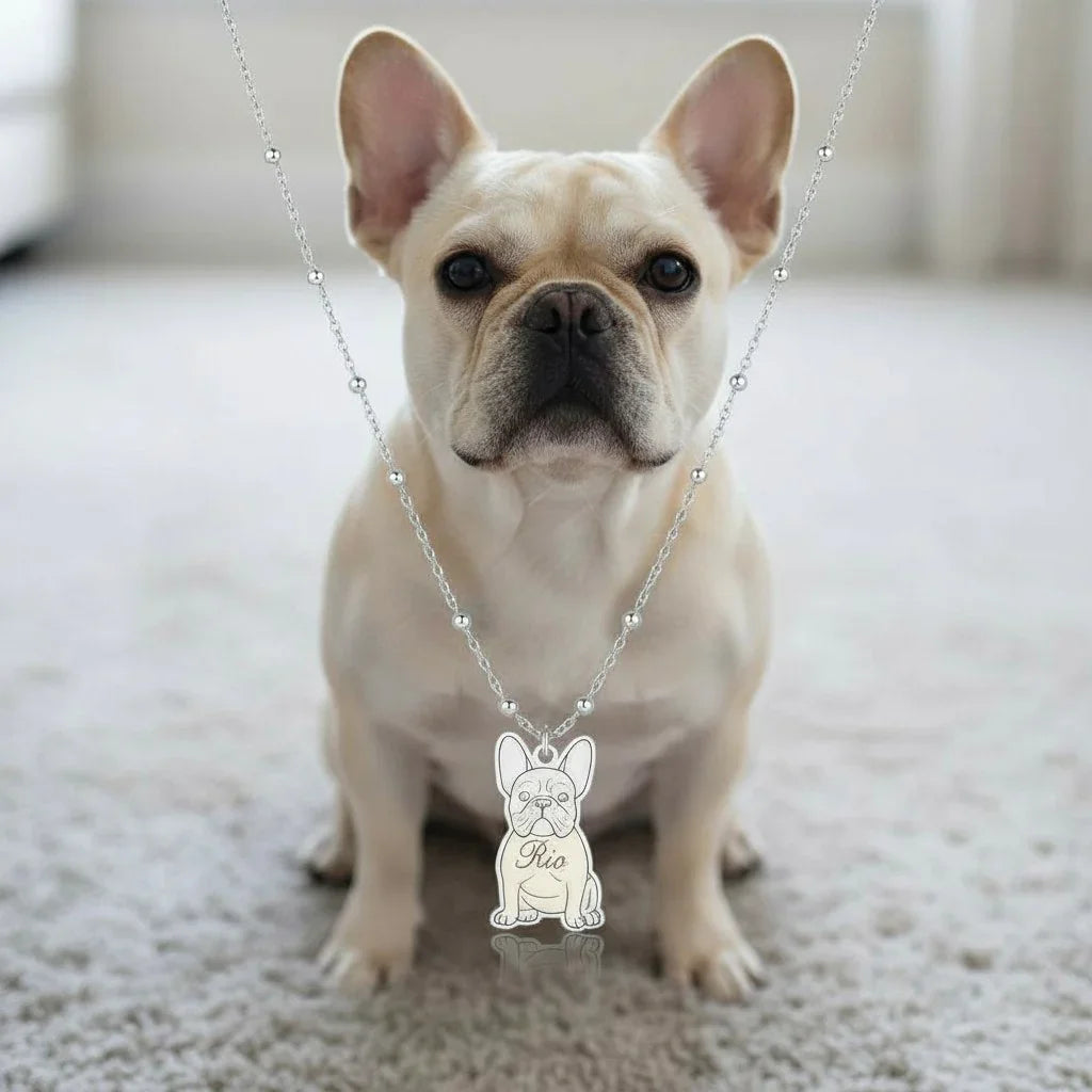 Collana personalizzata in argento 925 con ciondolo cane su misura, Gemboutiquejewelry.